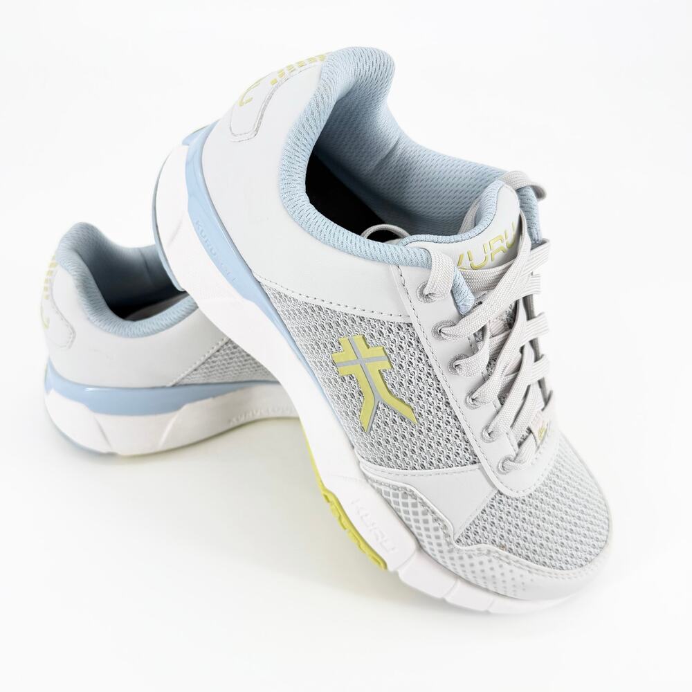 KURU QUANTUM 2.0 Women's 7.5 Dove Gray Pale Lime Plantar Fasciitis Shoes NWOB